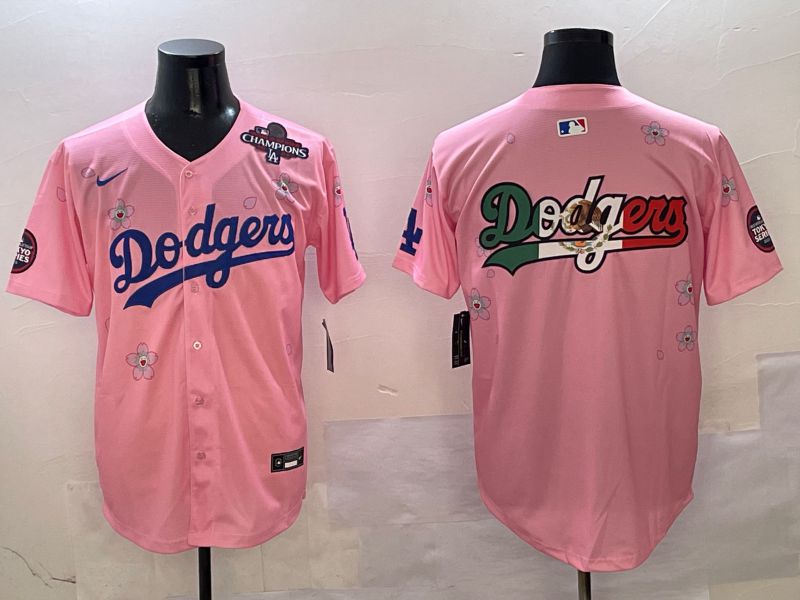 Men Los Angeles Dodgers Blank Pink Sakura Edition 2025 Nike MLB Jersey style 8